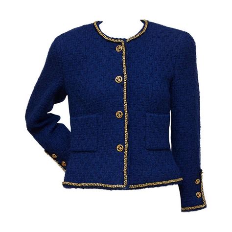 chanel blue tweed jacket|Chanel tweed jacket price.